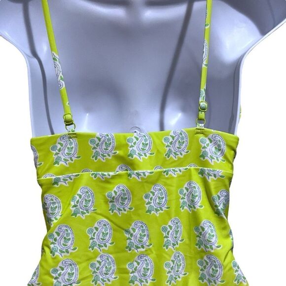 J. CREW V-Neck One-Piece Swimsuit Green Paisley Size 6 - Picture 7 of 13